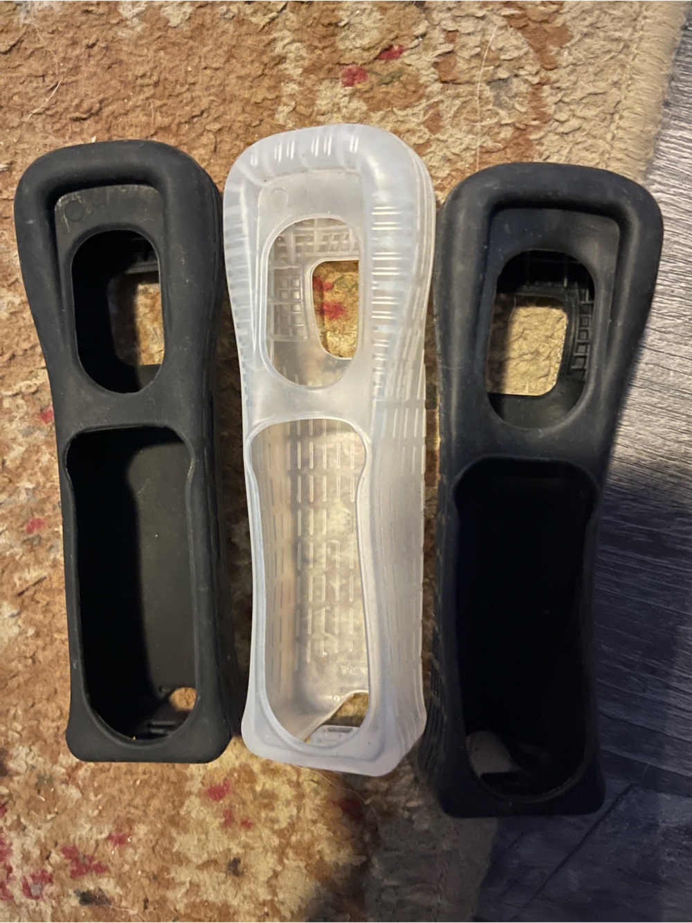 Lot of 3 Nintendo Wii Remote Silicone Skin Jackets Sleeves (2 Black, 1 Clear)